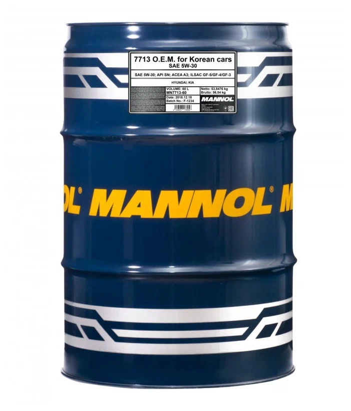 Моторное масло Mannol O.E.M. for Hyundai Kia 5W-30 60л